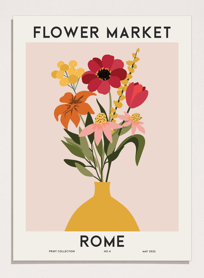 Flower Market Rome Art Print