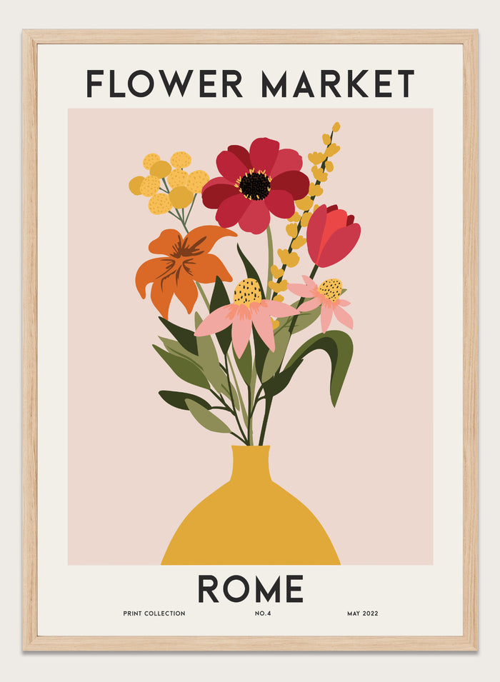 Flower Market Rome Art Print