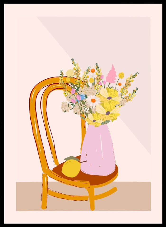 'Flower Vase on Chair' Aesthetic Art Print_Sugar & Canvas_Sugar & Canvas