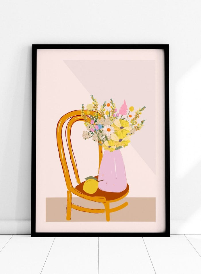 'Flower Vase on Chair' Aesthetic Art Print_Sugar & Canvas_Sugar & Canvas