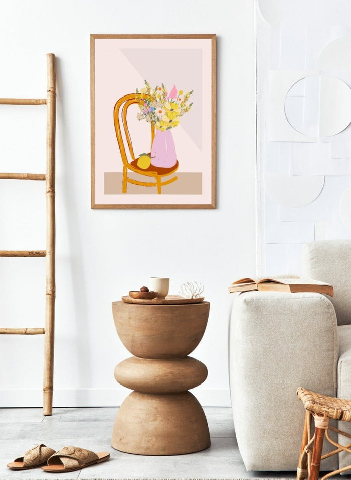 'Flower Vase on Chair' Aesthetic Art Print_Sugar & Canvas_Sugar & Canvas
