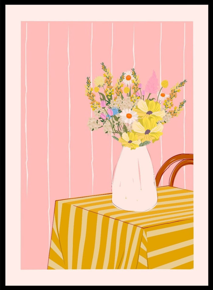 'Flower Vase on Table' Aesthetic Art Print_Sugar & Canvas_Sugar & Canvas