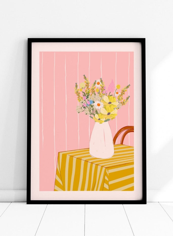 'Flower Vase on Table' Aesthetic Art Print_Sugar & Canvas_Sugar & Canvas