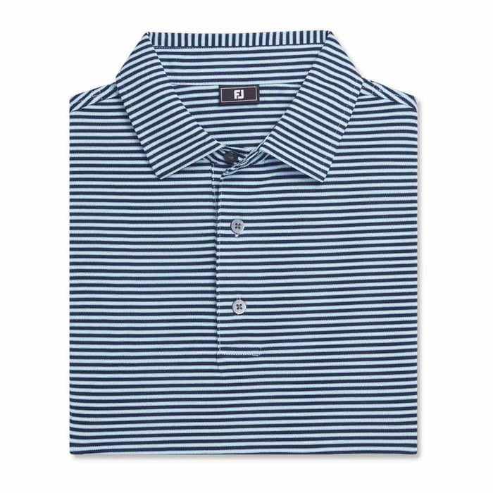 FootJoy Athletic Fit Multi-Stripe Pique Golf Polo Previous Season Style Navy/Light Blue/White - 26 Men