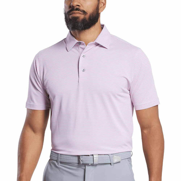 FootJoy Athletic Fit Multi-Stripe Pique Golf Polo Previous Season Style Sky/Pink/White - 26 Men