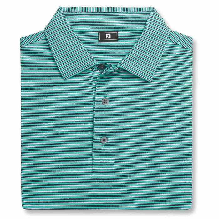 FootJoy Athletic Fit Multi-Stripe Pique Golf Polo Previous Season Style Spearmin/Navy/White - 26 Men