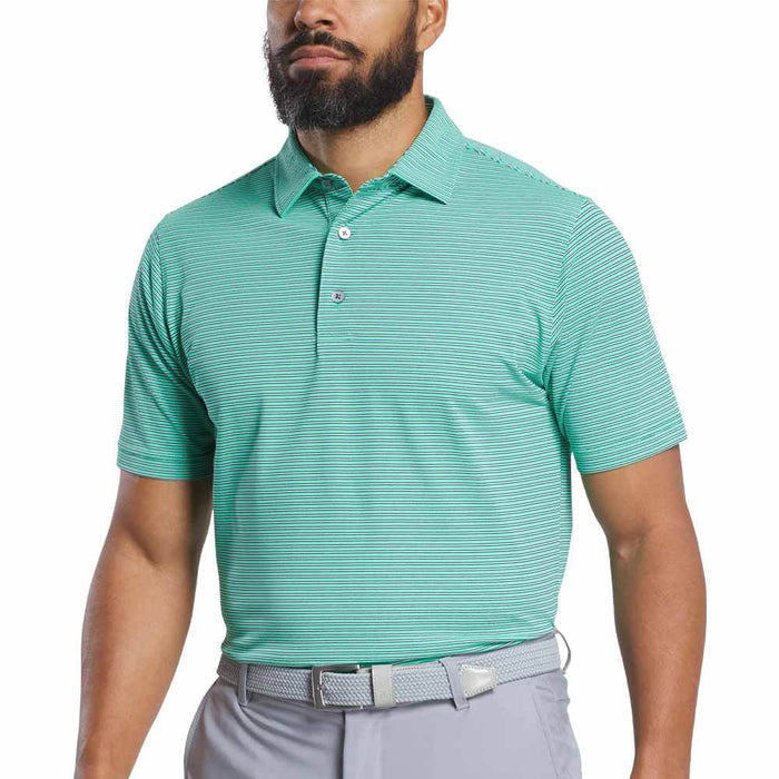 FootJoy Athletic Fit Multi-Stripe Pique Golf Polo Previous Season Style Spearmin/Navy/White - 26 Men