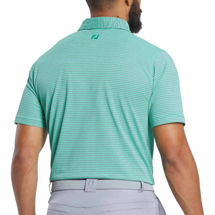 FootJoy Athletic Fit Multi-Stripe Pique Golf Polo Previous Season Style Spearmin/Navy/White - 26 Men