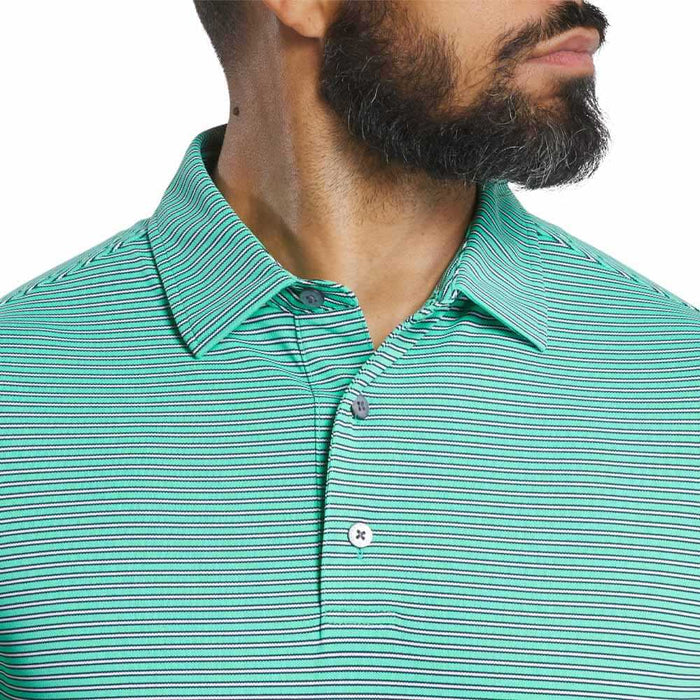FootJoy Athletic Fit Multi-Stripe Pique Golf Polo Previous Season Style Spearmin/Navy/White - 26 Men