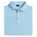 FootJoy Athletic Fit Smooth Stripe Lisle Golf Polo Previous Season Style Mint/Blue/White - 26 Men