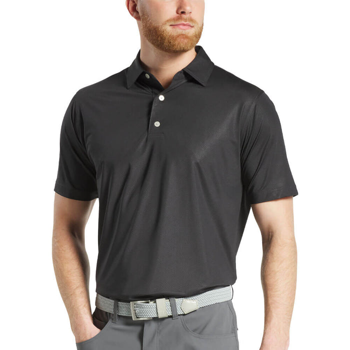 FootJoy Athletic Fit Tonal Dot Lisle Golf Polo Previous Season Style Black - 26 Men