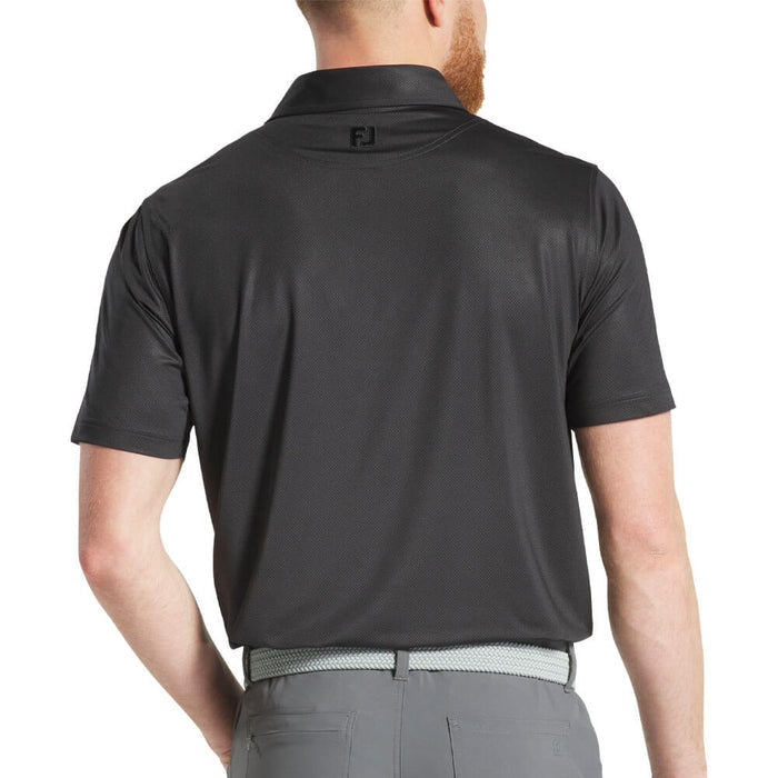 FootJoy Athletic Fit Tonal Dot Lisle Golf Polo Previous Season Style Black - 26 Men