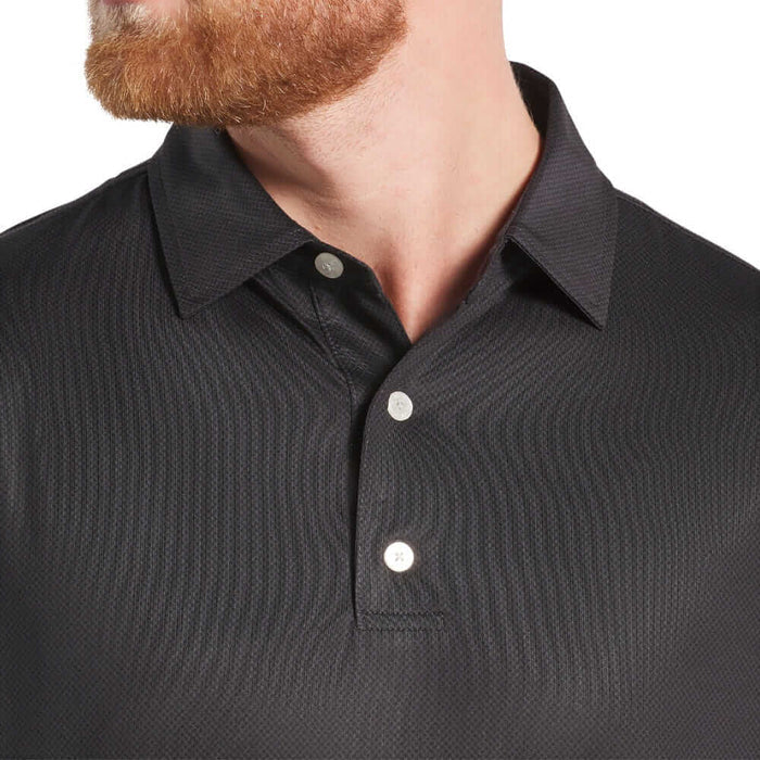 FootJoy Athletic Fit Tonal Dot Lisle Golf Polo Previous Season Style Black - 26 Men