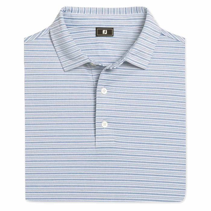 FootJoy Heather Stripe Pique Golf Polo Previous Season Style Coastal Blue/Heather Chambray/White - 26 Men