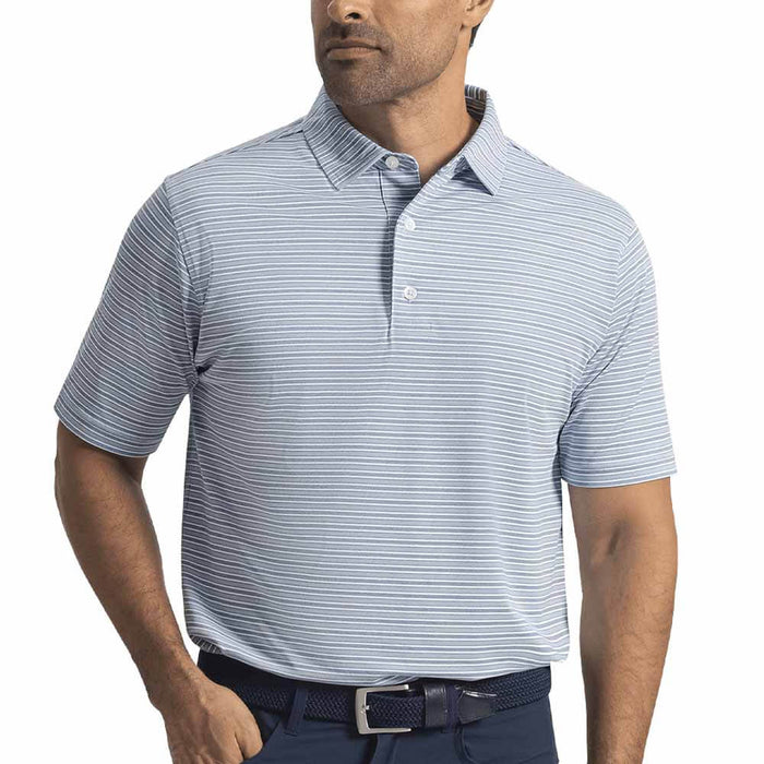 FootJoy Heather Stripe Pique Golf Polo Previous Season Style Coastal Blue/Heather Chambray/White - 26 Men