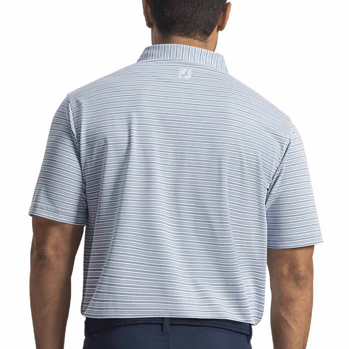 FootJoy Heather Stripe Pique Golf Polo Previous Season Style Coastal Blue/Heather Chambray/White - 26 Men