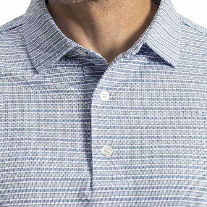 FootJoy Heather Stripe Pique Golf Polo Previous Season Style Coastal Blue/Heather Chambray/White - 26 Men