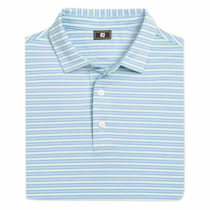 FootJoy Heather Stripe Pique Golf Polo Previous Season Style Heather Blue Reef/Heather Sea Glass/Deep Reef - 26 Men