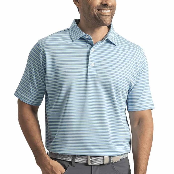 FootJoy Heather Stripe Pique Golf Polo Previous Season Style Heather Blue Reef/Heather Sea Glass/Deep Reef - 26 Men