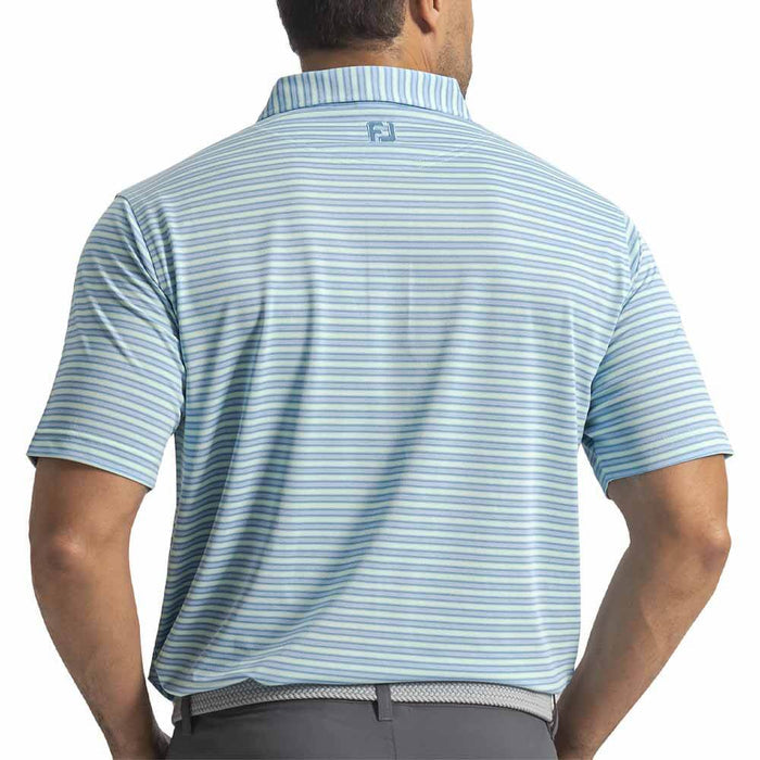 FootJoy Heather Stripe Pique Golf Polo Previous Season Style Heather Blue Reef/Heather Sea Glass/Deep Reef - 26 Men
