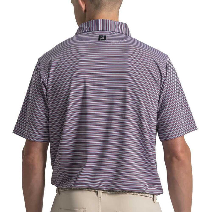 FootJoy Horizon Stripe Lisle Golf Polo Previous Season Style White/Black/Vivid Violet/Pink Pop - 26 Men
