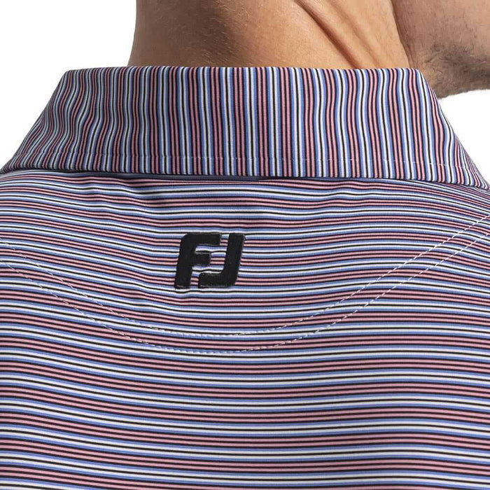 FootJoy Horizon Stripe Lisle Golf Polo Previous Season Style White/Black/Vivid Violet/Pink Pop - 26 Men
