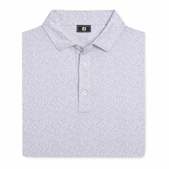 FootJoy Linework Floral Lisle Golf Polo White/Lavender Aura/Mint Julep - SF26 Men