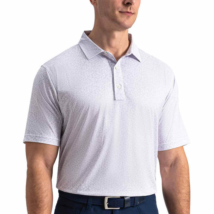 FootJoy Linework Floral Lisle Golf Polo White/Lavender Aura/Mint Julep - SF26 Men