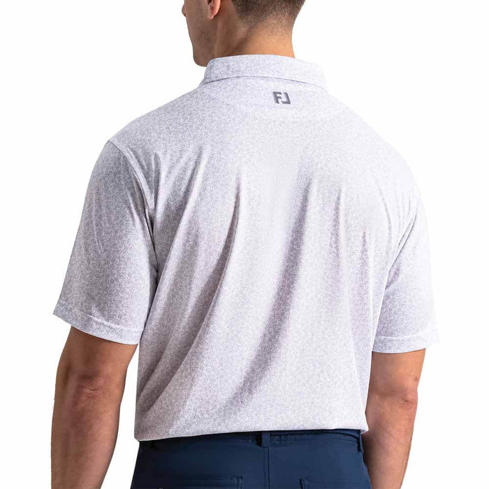 FootJoy Linework Floral Lisle Golf Polo White/Lavender Aura/Mint Julep - SF26 Men