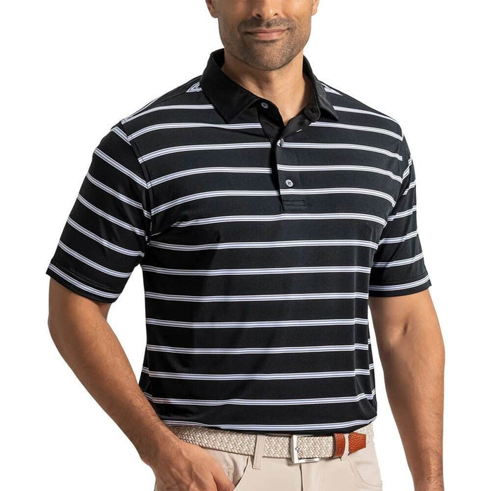 FootJoy Open Stripe Golf Polo Previous Season Style Black/White/Vivid Violet - 26 Men