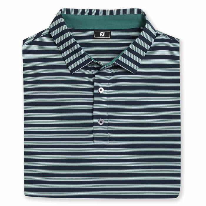 FootJoy Pinstripe Cluster Stripe Lisle Golf Polo Previous Season Style Navy/Field Green/White - 26 Men