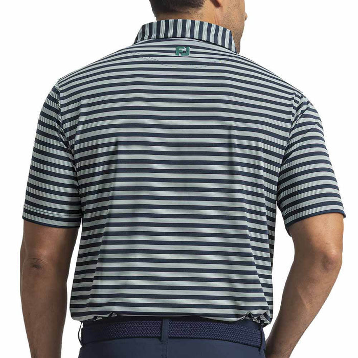 FootJoy Pinstripe Cluster Stripe Lisle Golf Polo Previous Season Style Navy/Field Green/White - 26 Men