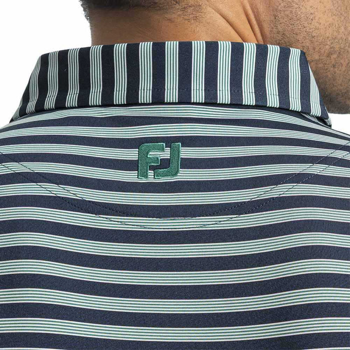 FootJoy Pinstripe Cluster Stripe Lisle Golf Polo Previous Season Style Navy/Field Green/White - 26 Men