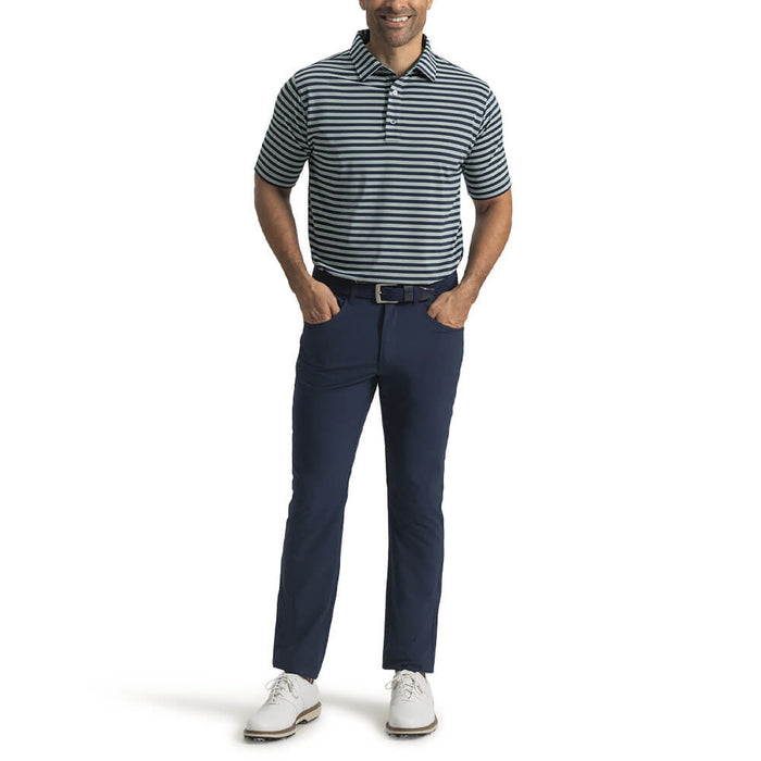 FootJoy Pinstripe Cluster Stripe Lisle Golf Polo Previous Season Style Navy/Field Green/White - 26 Men