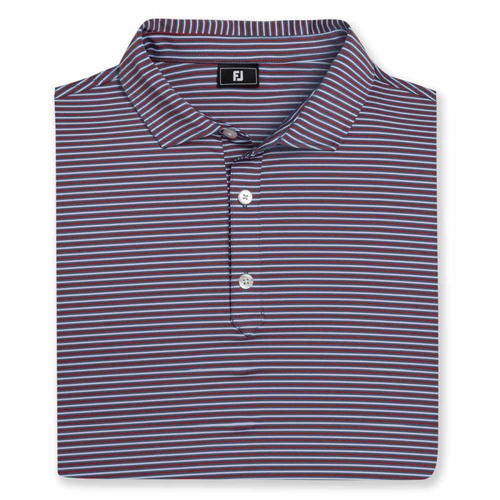 FootJoy Smooth Stripe Lisle Golf Polo Previous Season Style Slate/Nantucket/White - 26 Men