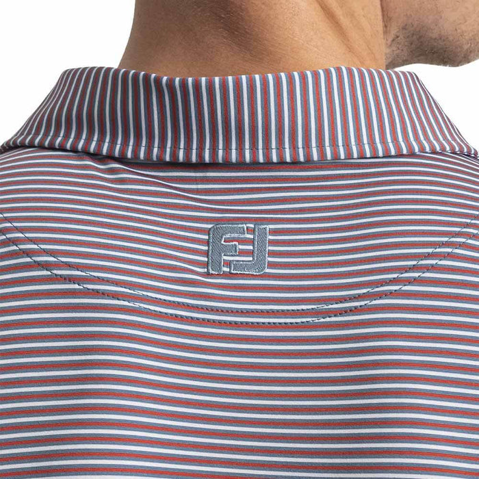 FootJoy Smooth Stripe Lisle Golf Polo Previous Season Style Slate/Nantucket/White - 26 Men