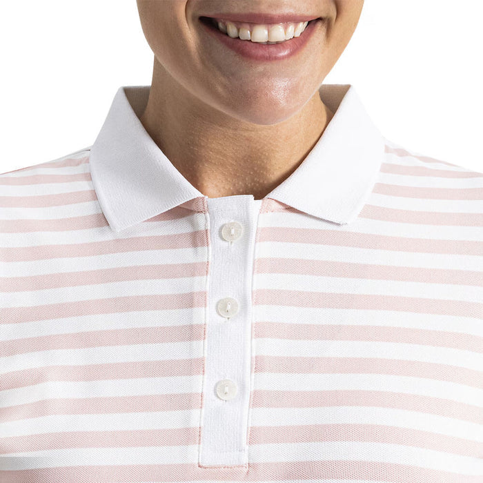 FootJoy Stripe Golf Polo White/Chalk Pink - SF26 Women