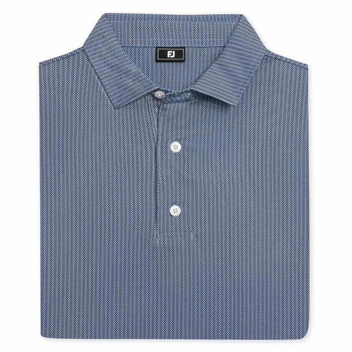 FootJoy Tee Time Print Lisle Golf Polo Navy/Light Blue - SF26 Men