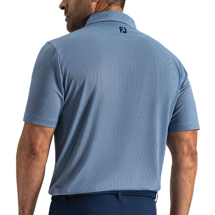 FootJoy Tee Time Print Lisle Golf Polo Navy/Light Blue - SF26 Men
