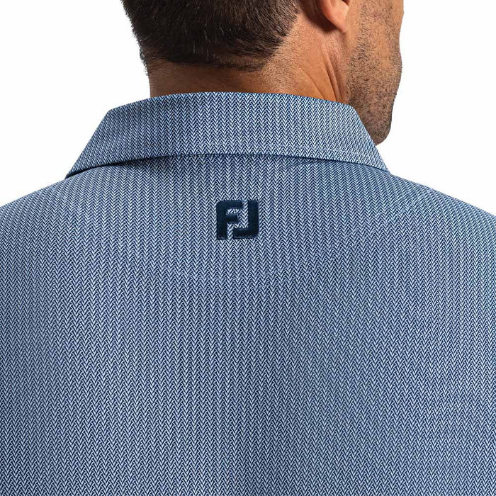 FootJoy Tee Time Print Lisle Golf Polo Navy/Light Blue - SF26 Men