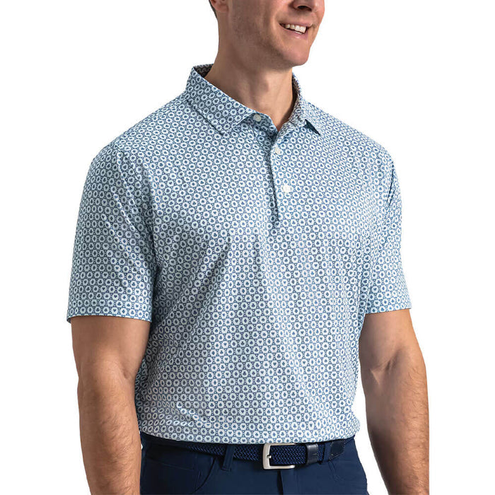 FootJoy Vegas Marker Lisle Golf Polo Mint Julep/Windward Blue/White - SF26 Men