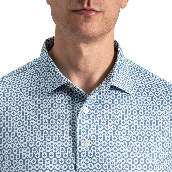 FootJoy Vegas Marker Lisle Golf Polo Mint Julep/Windward Blue/White - SF26 Men