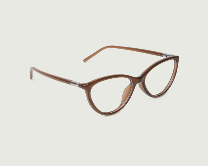 Walnut::Fran Eyeglasses cateye brown recycled polyester front diagonal