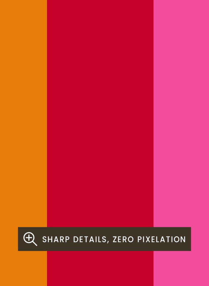 Colorful striped poster with the word 'LOVE' on a beige background. Retro Stripe LOVE Fruit by Frances Collett features colorful vertical stripes and bold LOVE typography. Officially licensed modern graphic art print with optional framing.