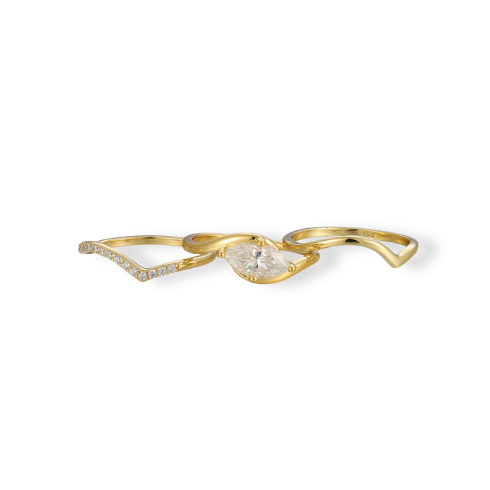 Friedlina 14K Gold Marquise Moissanite Ring Set