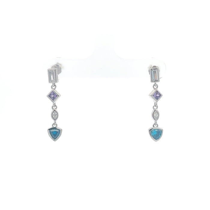 Geometric Cubic Zirconia Drop Earrings