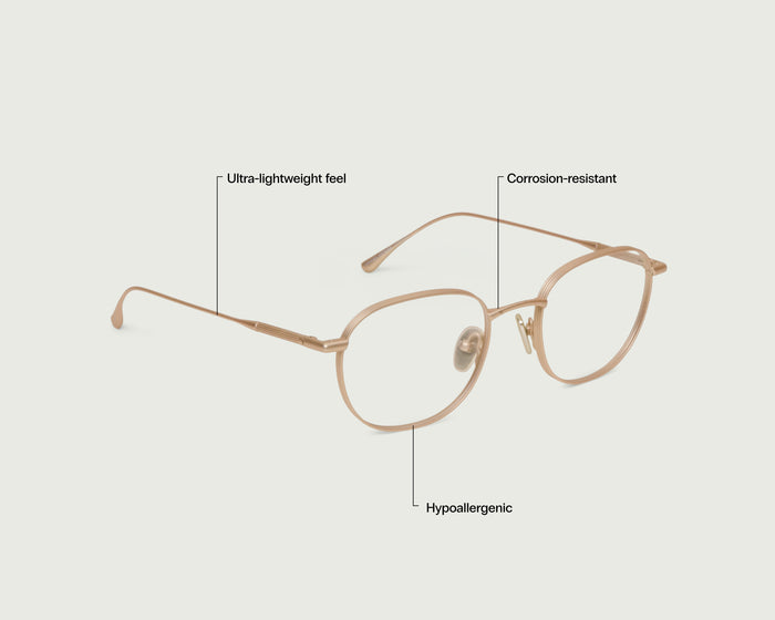 Aura::Georgie Eyeglasses round gold  titanium front diagonal