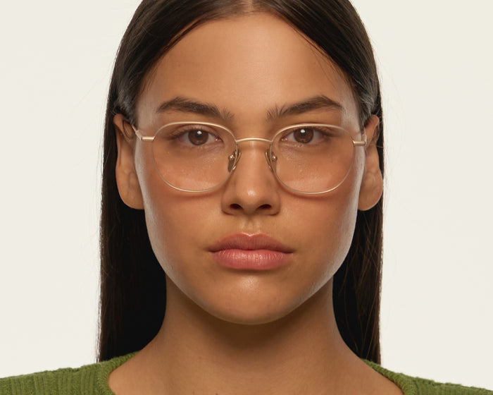 Aura::Georgie Eyeglasses round gold  titanium mobile full image
