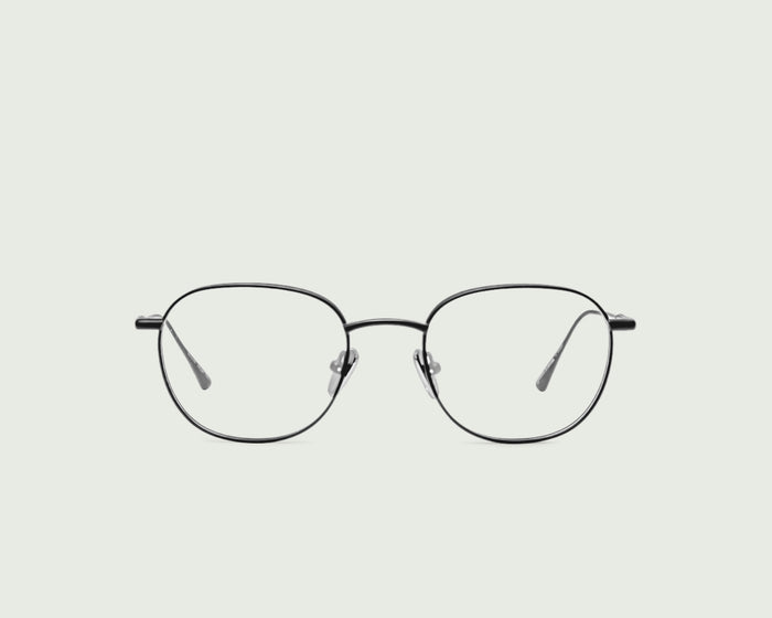 Charcoal::Georgie Eyeglasses round black titanium front