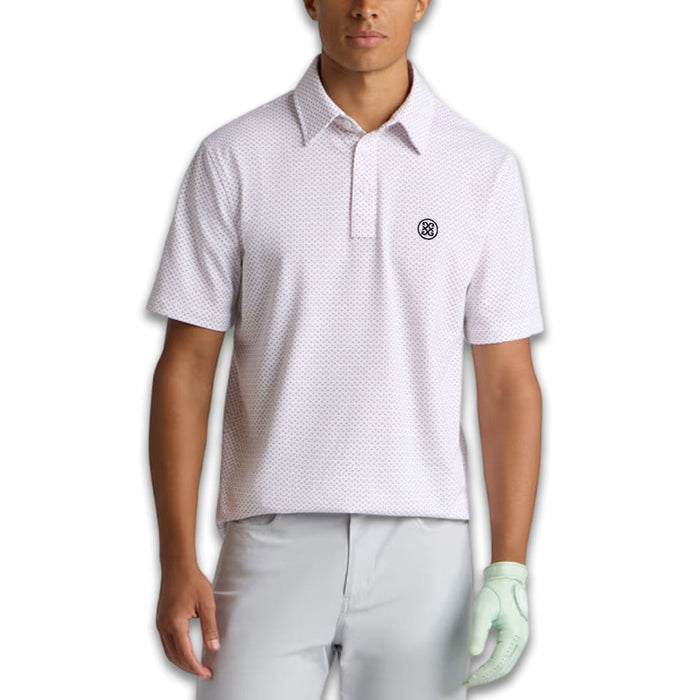 Gfore All Play Spade Geo Stretch Knit Golf Polo (with Gfore Emblem) Snow/Dark Plum - FA26 Men